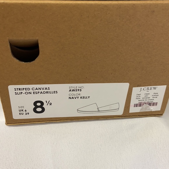 J Crew Striped Canvas Espadrilles Navy Kelly - Picture 5 of 6